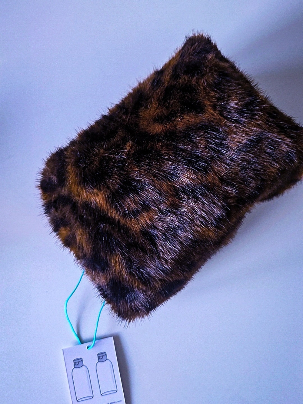 Urban Essentials Faux Fur Animal Print Cosmetic Bag NWT